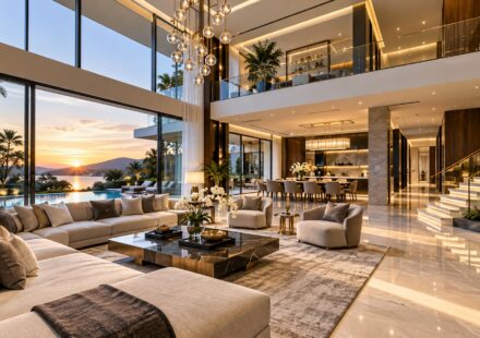 Sunset Serenity in a Modern Mansion